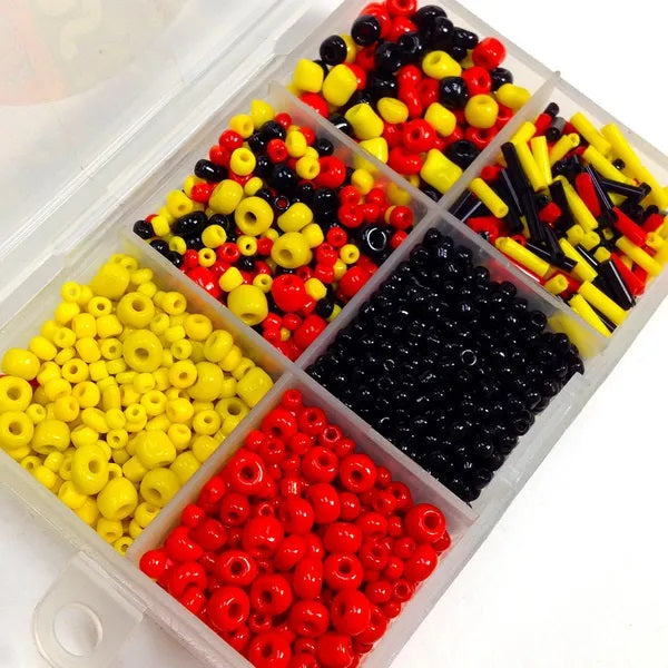 Mixed Red, Yellow & Black Colour Bead Box